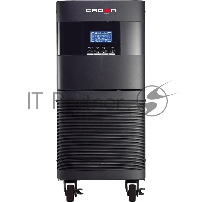 ИБП CROWN UPS 10KVA / 9kW (20x12V / 9AH) TOWER, PF-0.9, AVR, without transformer, RJ45 / 11 + USB / RS232, Fan. Options: socket configuration, ext. Battery Modules, SNMP-Card.