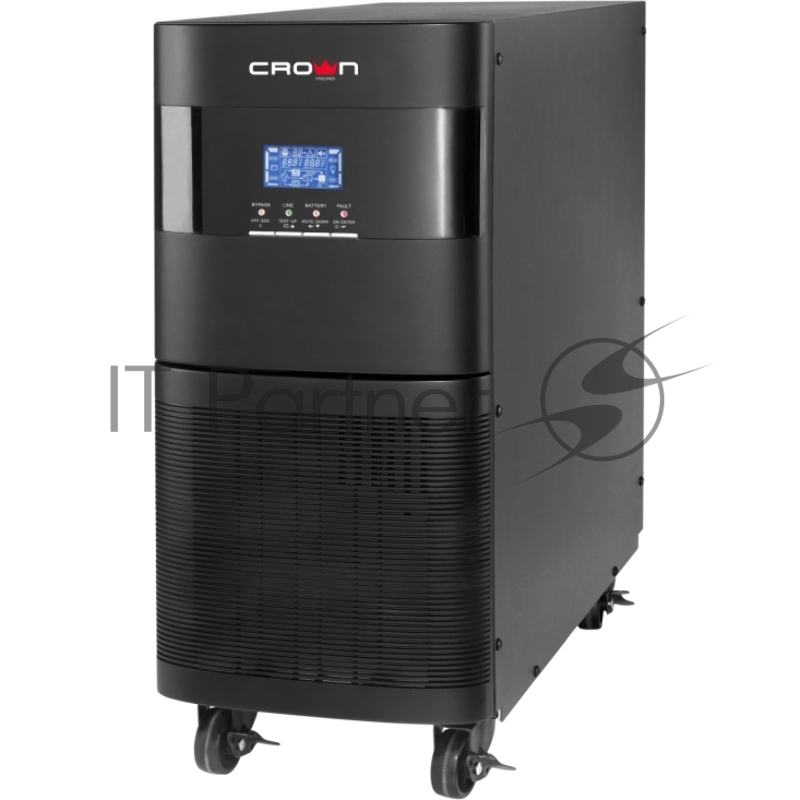 ИБП CROWN UPS 10KVA / 9kW (20x12V / 9AH) TOWER, PF-0.9, AVR, without transformer, RJ45 / 11 + USB / RS232, Fan. Options: socket configuration, ext. Battery Modules, SNMP-Card.