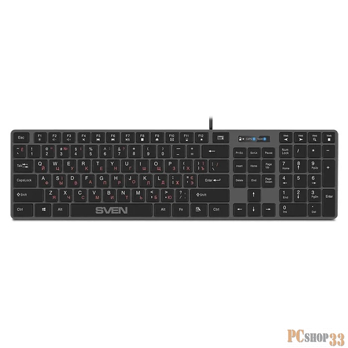 Клавиатура SVEN KB-E5000 серый металлик (slim, 109 кл., USB)