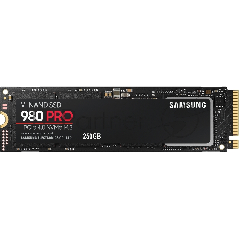 Твердотельный накопитель Samsung SSD 980 PRO, 250GB, M.2(22x80mm), NVMe 1.3c, PCIe 4.0 x4, 3-bit MLC, R/W 6400/2700MB/s, IOPs 500 000/600 000, TBW 150, DWPD 0.33 (12 мес.)