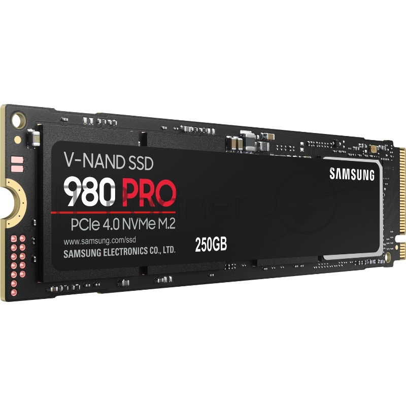 Твердотельный накопитель Samsung SSD 980 PRO, 250GB, M.2(22x80mm), NVMe 1.3c, PCIe 4.0 x4, 3-bit MLC, R/W 6400/2700MB/s, IOPs 500 000/600 000, TBW 150, DWPD 0.33 (12 мес.)
