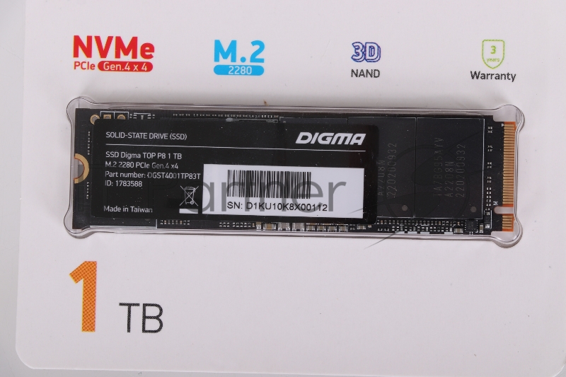 Накопитель SSD Digma PCI-E 4.0 x4 1Tb DGST4001TP83T Top P8 M.2 2280