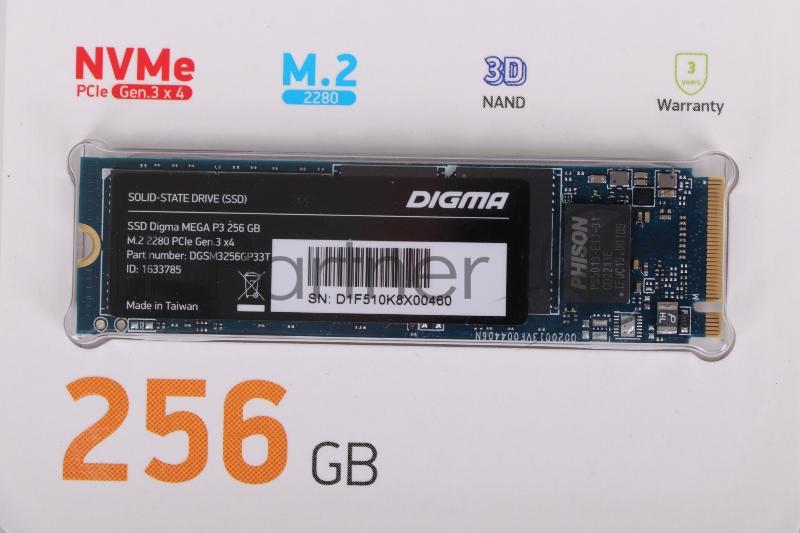 Накопитель SSD Digma PCI-E x4 256Gb DGSM3256GP33T Mega P3 M.2 2280