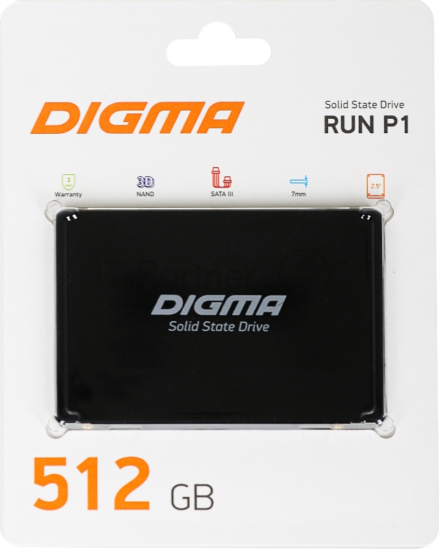 Накопитель SSD Digma SATA III 512Gb DGSR2512GP13T Run P1 2.5