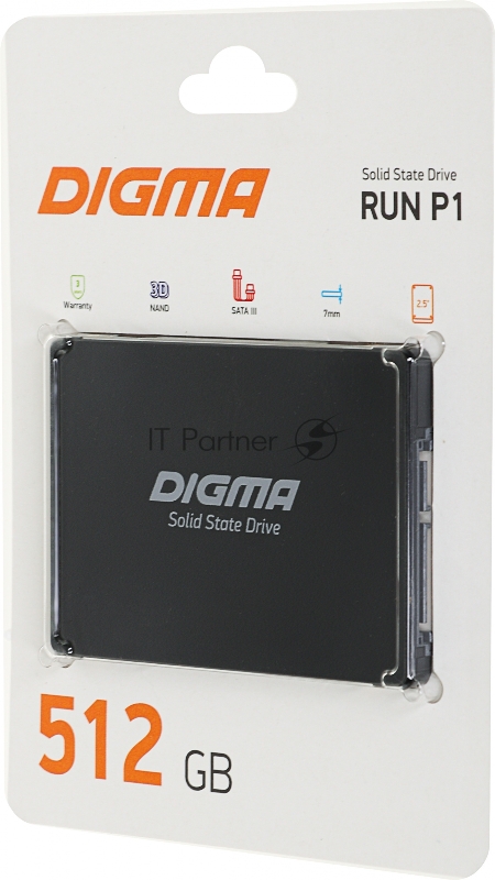 Накопитель SSD Digma SATA III 512Gb DGSR2512GP13T Run P1 2.5