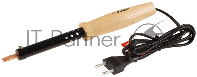 Электропаяльник ЗУБР Мастер с деревянной рукояткой и долговечным жалом, форма клин, 80Вт