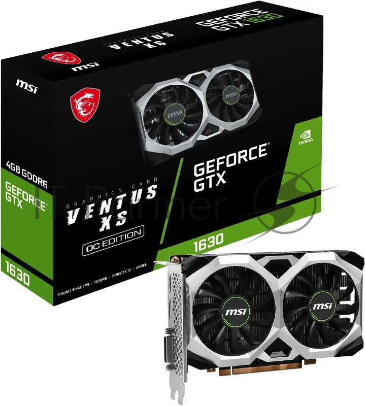 Видеокарта MSI PCI-E GTX 1630 VENTUS XS 4G OC NVIDIA GeForce GTX 1630 4096Mb 64 GDDR6 1815/12000 DVIx1 HDMIx1 DPx1 HDCP Ret
