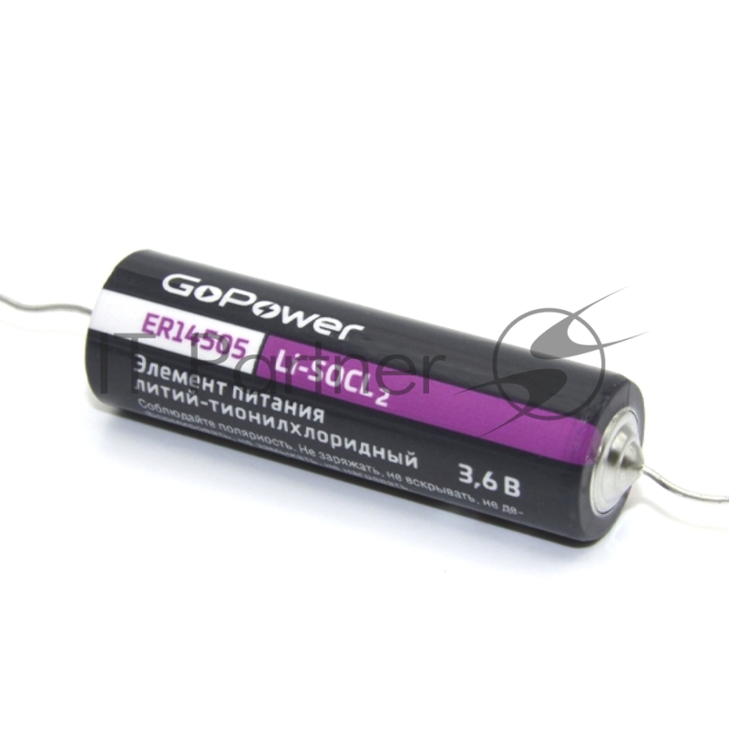 Батарейка GoPower 14505 PC1 Li-SOCl2 3.6V с выводами (1/10/500)