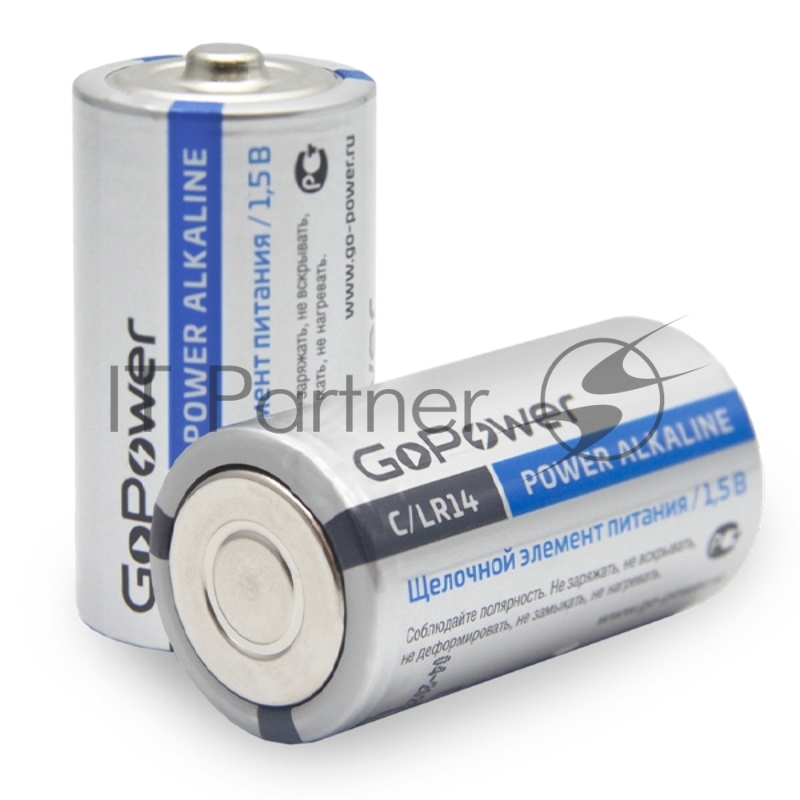 Батарейка GoPower LR14 C BL2 Alkaline 1.5V (2/12/192) блистер (2 шт.)
