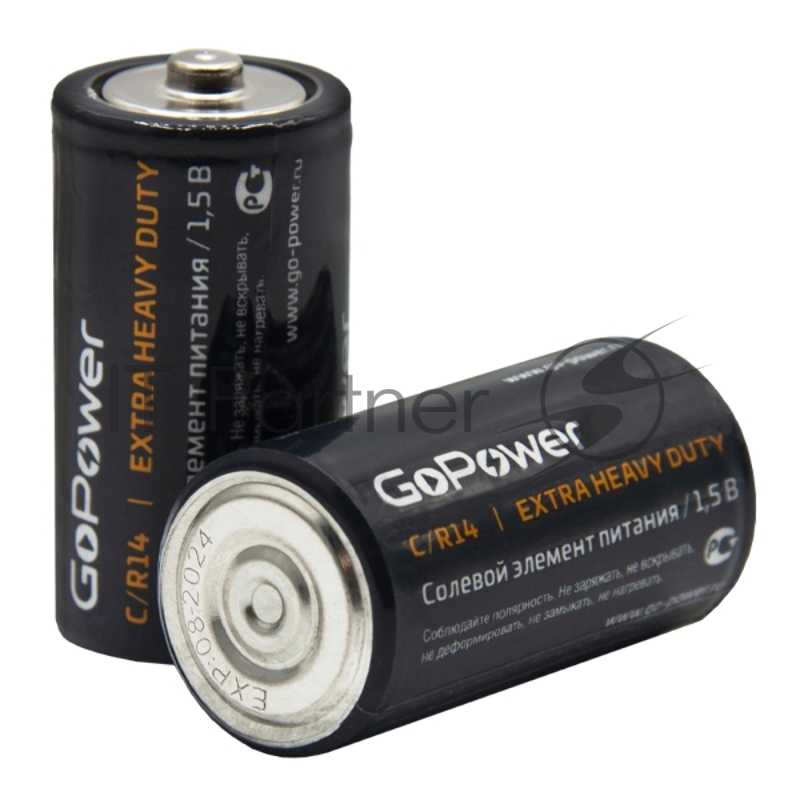 Батарейка GoPower R14 C Shrink 2 Heavy Duty 1.5V (2/24/288)
