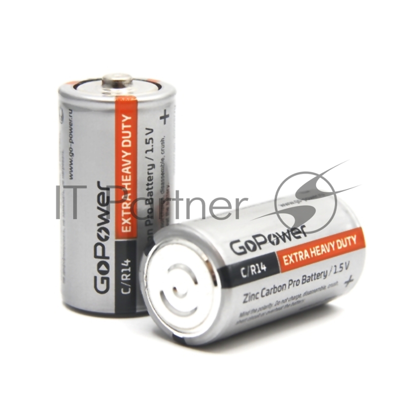 Батарейка GoPower R14 C Shrink 2 Heavy Duty 1.5V (2/24/288)