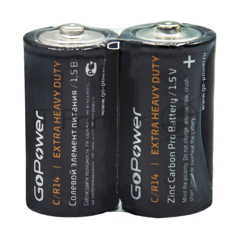 Батарейка GoPower R14 C Shrink 2 Heavy Duty 1.5V (2/24/288)