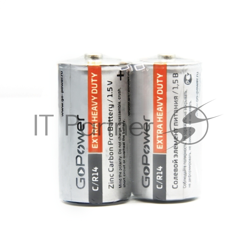 Батарейка GoPower R14 C Shrink 2 Heavy Duty 1.5V (2/24/288)