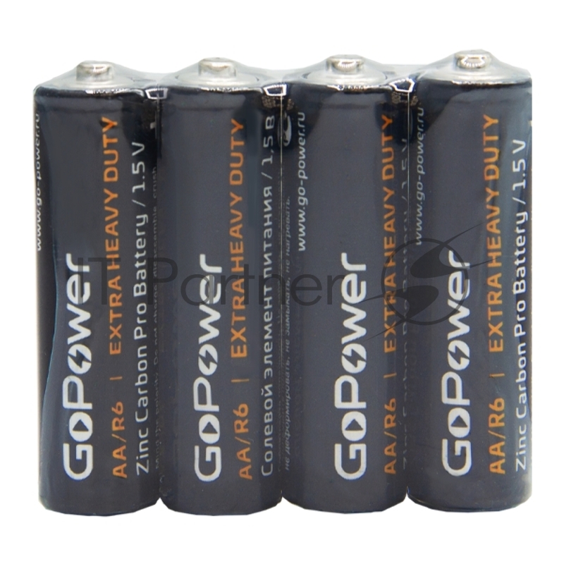 Батарейка GoPower R6 AA Shrink 4 Heavy Duty 1.5V (4/60/1200)