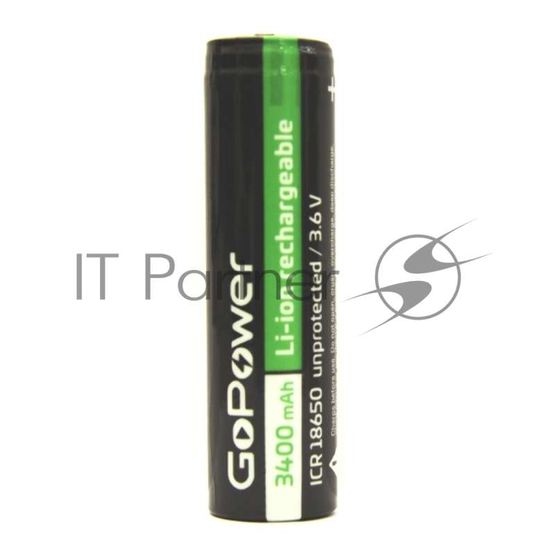 Аккумулятор Li-ion GoPower 18650 (Pan. NCR18650B) PC1 3.6V 3400mAh без защиты плос.конт. (1/96/192)