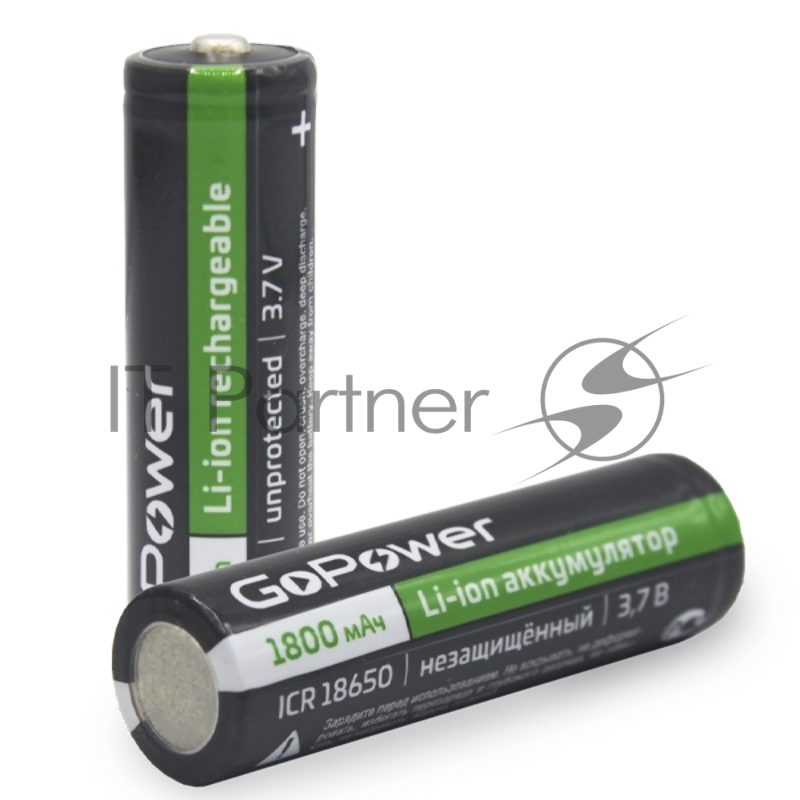 Аккумулятор Li-ion GoPower 18650 PC1 3.6V 1800mAh без защиты выс.конт. (1/80/160)