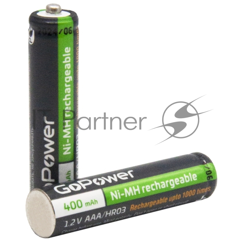 Аккумулятор бытовой GoPower HR03 AAA BL2 NI-MH 400mAh (2/20/320) блистер (2 шт.)