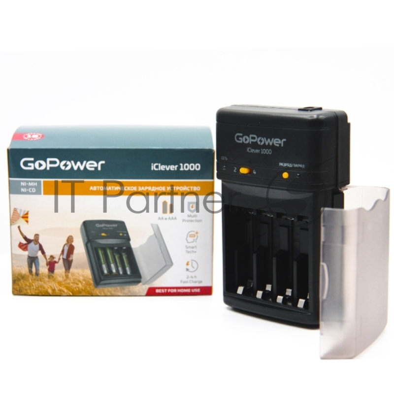 З/У для аккумуляторов GoPower iClever1000 Ni-MH/Ni-Cd 4 слота (1/15/30)