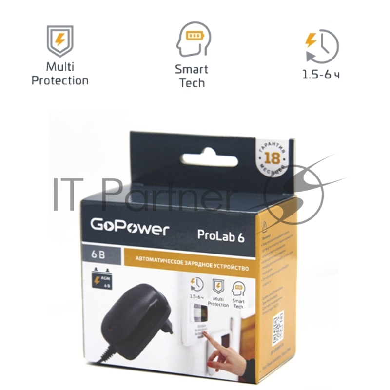 З/У для свинцово-кислотных аккумуляторов 6V GoPower ProLab 6 1.0A (1/100)