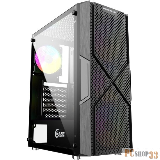 Корпус Powercase Mistral T4B, Tempered Glass, 4x 120mm 5-color fan, чёрный, ATX (CMITB-L4)