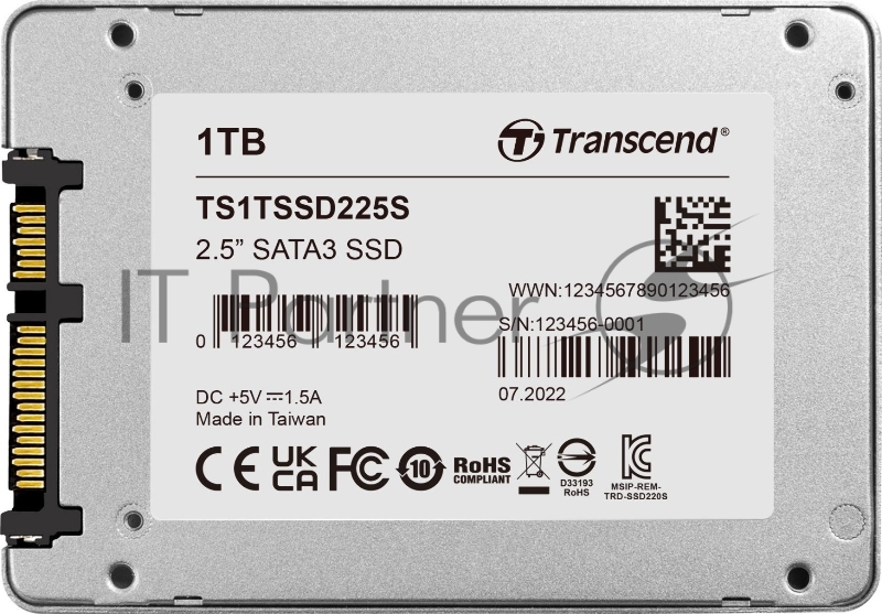 Накопитель SSD 2.5 Transcend 1.0Tb SSD225S <TS1TSSD225S> (SATA3, up to 550/500Mbs, 3D NAND, 360TBW, 7mm)