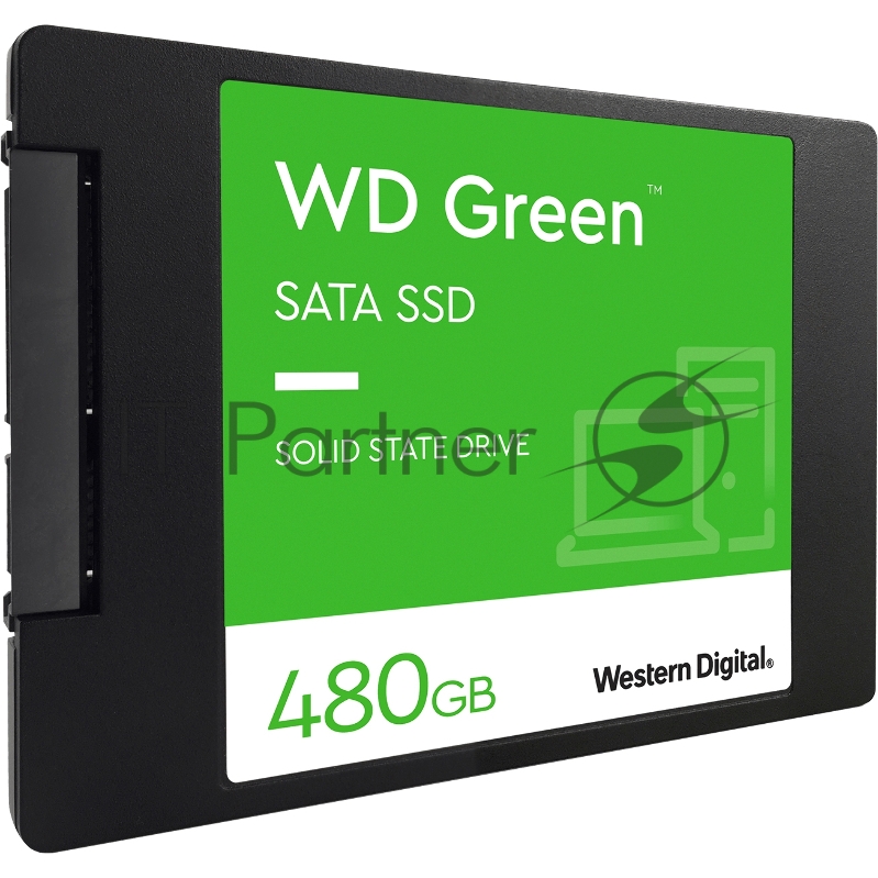 Накопитель WD SSD Green, 480GB, 2.5 7mm, SATA3, 3D TLC, R/W 545/н.д., IOPs н.д./н.д., TBW н.д., DWPD н.д. (12 мес.)