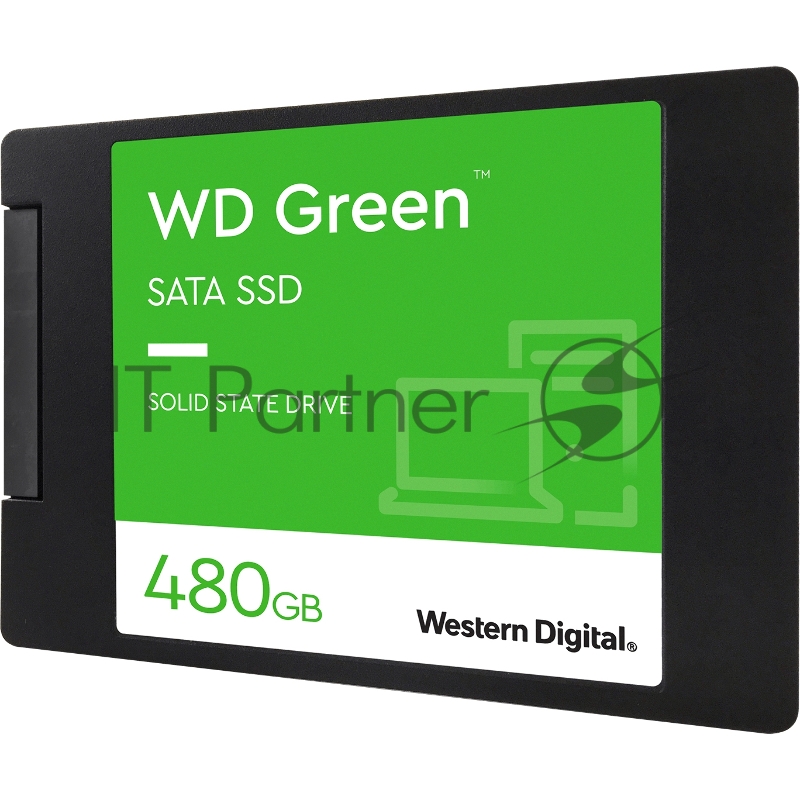 Накопитель WD SSD Green, 480GB, 2.5 7mm, SATA3, 3D TLC, R/W 545/н.д., IOPs н.д./н.д., TBW н.д., DWPD н.д. (12 мес.)