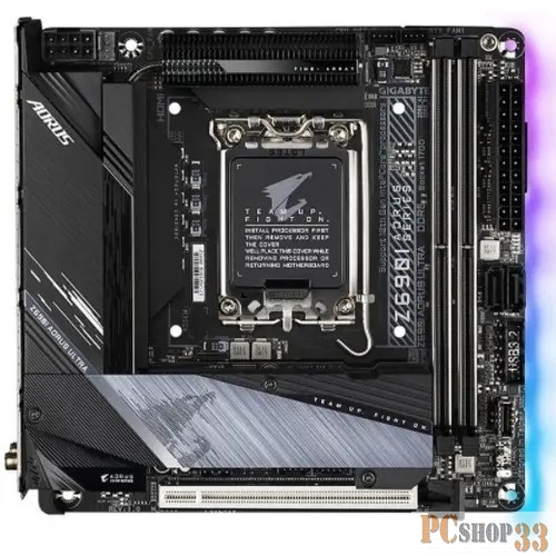 Материнская плата Gigabyte Z690I AORUS ULTRA, Socket 1700, Intel®Z690, 2xDDR5-4800, HDMI+DP, 1xPCI-Ex16, 2xSATA3, 2xM.2, 8Ch Audio, 2,5GbLan, WiFi, (2+4)xUSB2.0, (5+2)xUSB3.2, (1+1)xUSB3.2 Type-C™, Mini-ITX, RTL (829940)