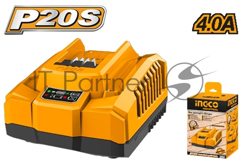 Быстрое интелектуальное зарядное устройство Ingco FCLIFCLI20411, 4А, 20В