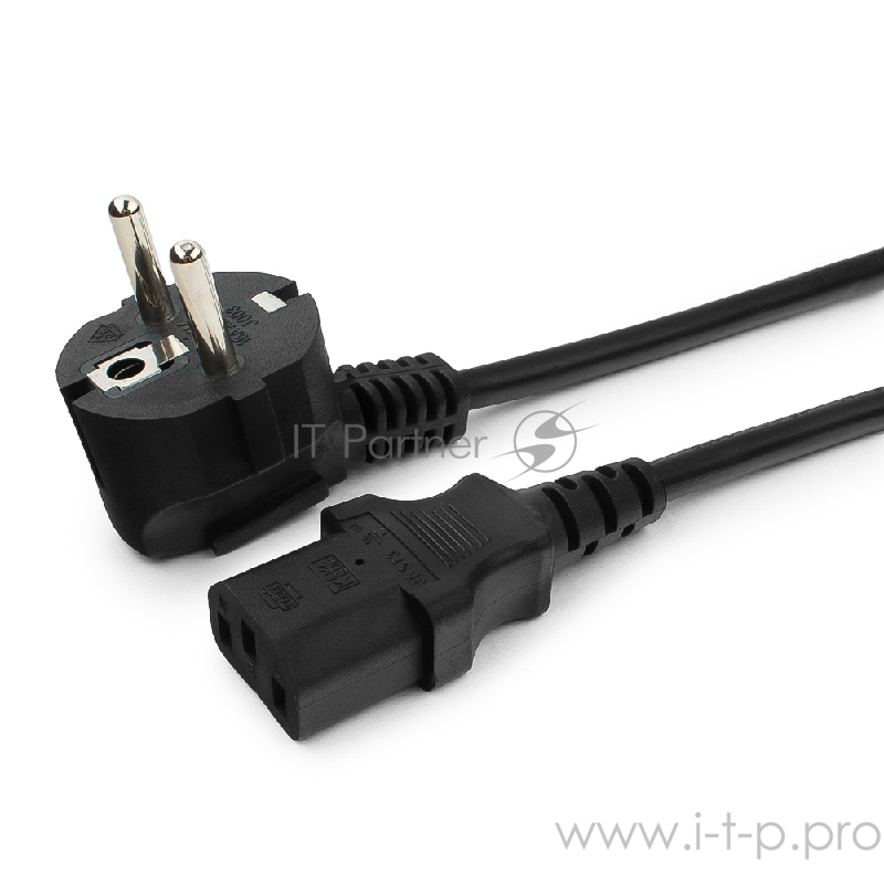 Кабель Cablexpert Кабель питания 3м, Schuko- C13, 3х1кв.мм, черный, с заземлением, пакет (PC-186-1-3M)