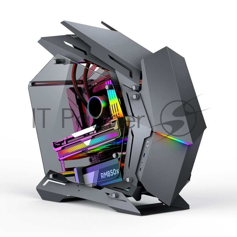 Корпус JONSBO MOD-3 Mini Gray без БП, боковые панели из закаленного стекла, mini-ITX, micro-ATX, серебристый