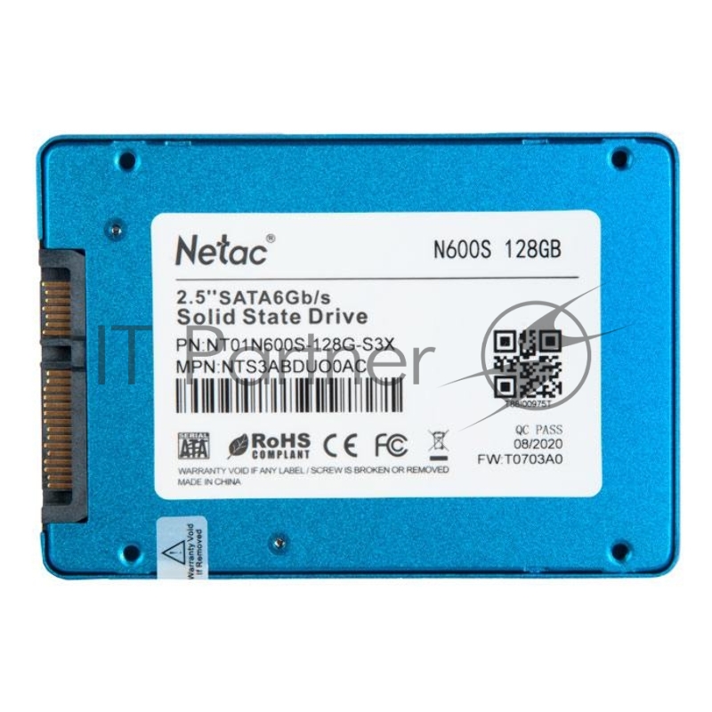 Накопитель SSD 2.5 Netac 128Gb N600S Series <NT01N600S-128G-S3X> Retail (SATA3, up to 510/440MBs, 3D TLC, 7mm)