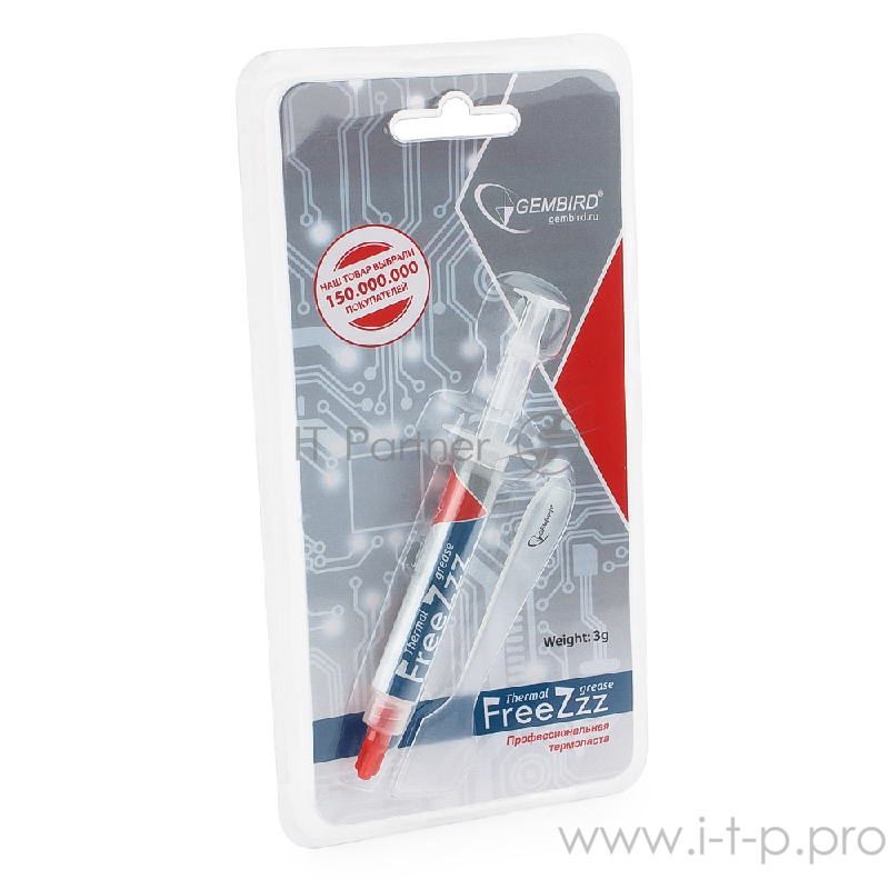 Термопаста Термо паста Gembird FreeZzz GF-01-3 для радиаторов, 3гр, шприц