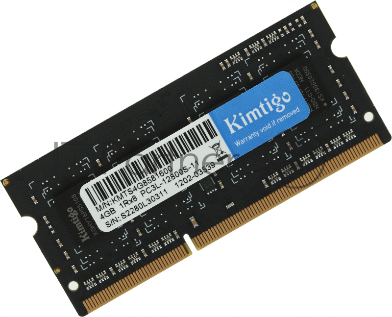 Память DDR3 4Gb 1600MHz Kimtigo KMTS4G8581600 RTL PC4-21300 CL11 SO-DIMM 260-pin 1.35В single rank