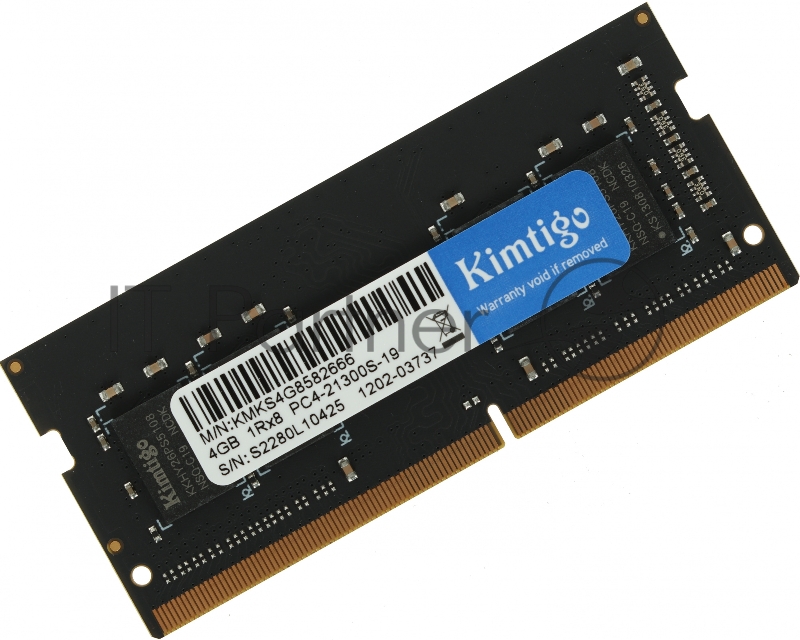 Память DDR4 4Gb 2666MHz Kimtigo KMKS4G8582666 RTL PC4-21300 CL19 SO-DIMM 260-pin 1.2В single rank