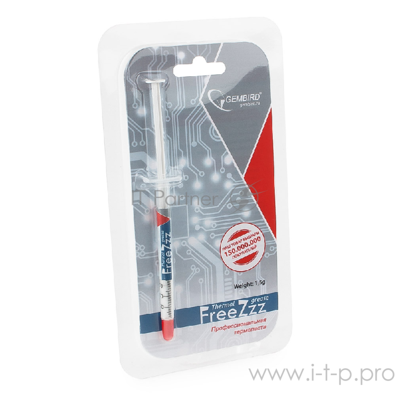 Термопаста Термо паста Gembird FreeZzz GF-01-1.5 для радиаторов, 1,5гр, шприц