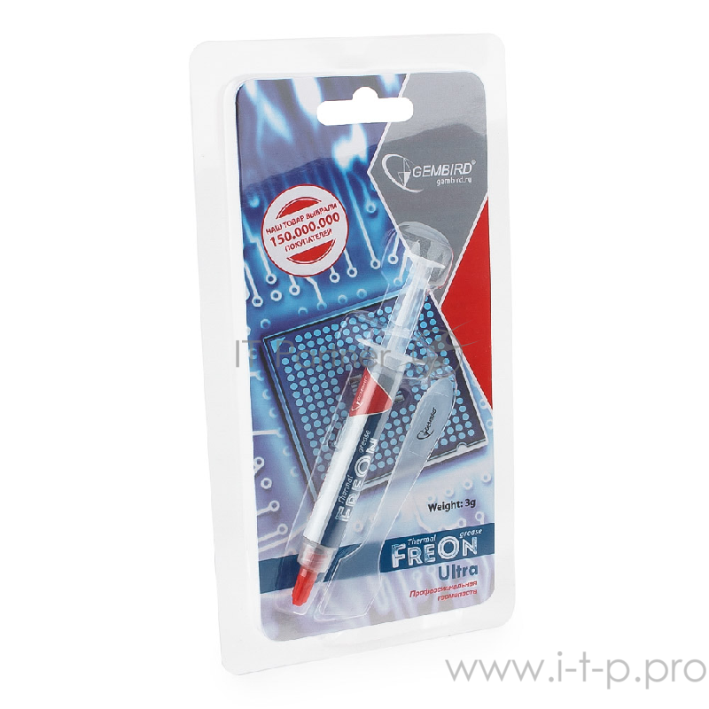 Термопаста Термо паста Gembird FreOn ULTRA GF-21-3 для радиаторов, 3гр, шприц