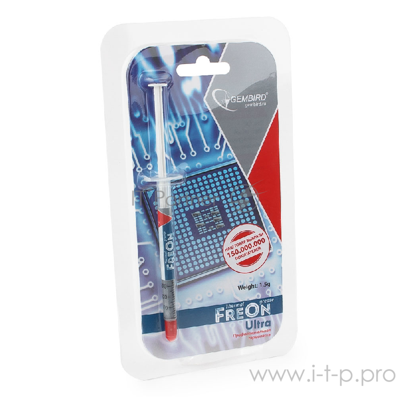 Термопаста Термо паста Gembird FreOn ULTRA GF-21-1.5 для радиаторов, 1,5гр, шприц