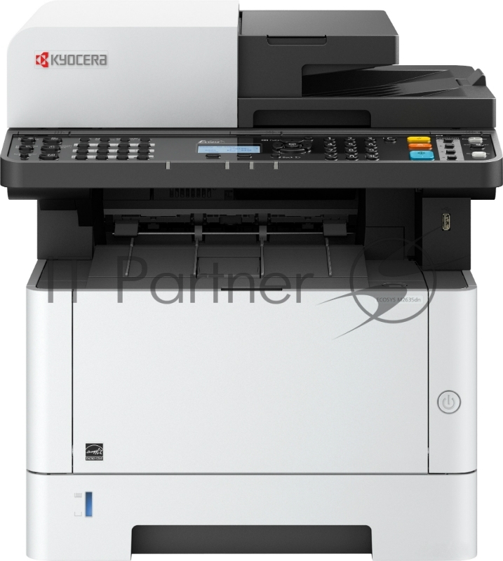 МФУ Kyocera Ecosys M2635DN лазерный принтер/сканер/копир/факс, A4, 35 стр/мин, 1200x1200 dpi, 512 Мб, RADF50, дуплекс, подача: 350 лист., вывод: 150 лист., Post Script, Ethernet, USB, картридер, ЖК-панель (снят. замена - M2735dn)