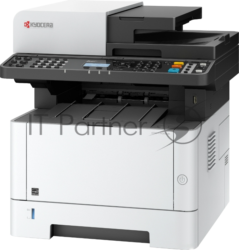 МФУ Kyocera Ecosys M2635DN лазерный принтер/сканер/копир/факс, A4, 35 стр/мин, 1200x1200 dpi, 512 Мб, RADF50, дуплекс, подача: 350 лист., вывод: 150 лист., Post Script, Ethernet, USB, картридер, ЖК-панель (снят. замена - M2735dn)