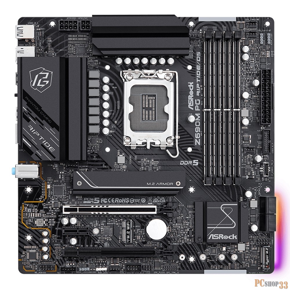 Материнская плата ASRock Z690M PG RIPTIDE/D5 LGA1700, 4*DDR5, HDMI+DP