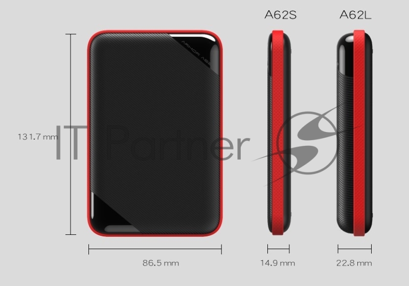 External HDD 2.5 1.0Tb Silicon Power Armor A62 <SP010TBPHD62SS3K> черный (USB3.1, прорезиненный, противоударный MIL-STD-810G, водонепроницаемый IPX4, держатель кабеля)