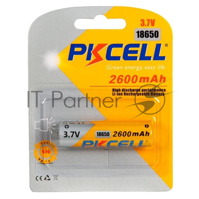 Литий-ионный аккумулятор PKCELL 18650 2600-1B тип - 18650 (1 шт в уп-ке), без защиты