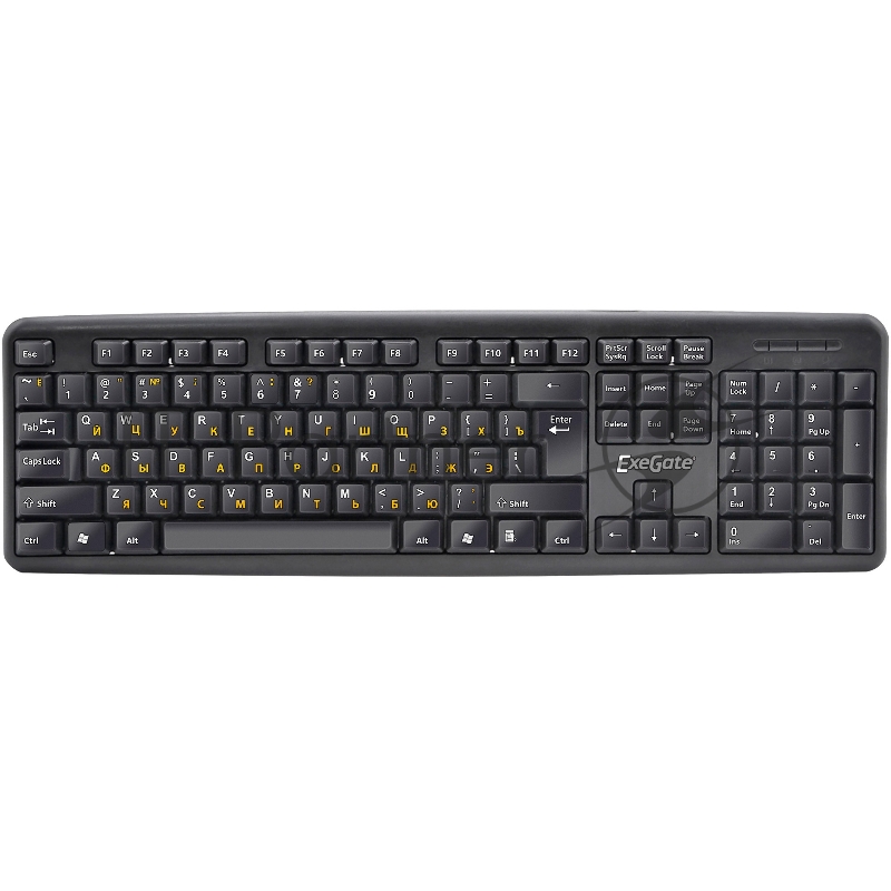 Клавиатура ExeGate EX263906RUS LY-331L, <USB, шнур 2м, черная, 104кл, Enter большой>, Color box