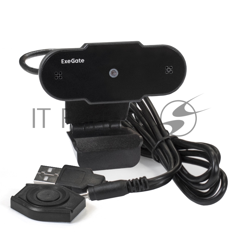 Веб-камера ExeGate EX287384RUS BlackView C310 (матрица 1/3 0,3 Мп, 640х480, 480P, шторка, USB, фиксированный фокус, микрофон с шумоподавлением, универсальное крепление, отверстие под штатив, кабель 1,5 м, Win Vista/7/8/10, Mac OS, черная)