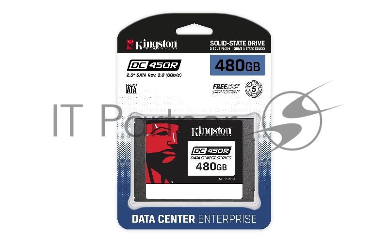 Накопитель SSD 2.5 Kingston 480Gb DC450R Series <SEDC450R/480G> (SATA3, up to 560/510Mbs, 99000 IOPS, 3D TLC, 285TBW, 7mm)