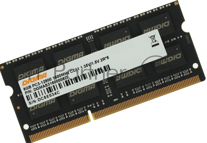 Память DDR3 8Gb 1600MHz Digma DGMAS31600008D RTL PC3-12800 CL11 SO-DIMM 204-pin 1.5В dual rank