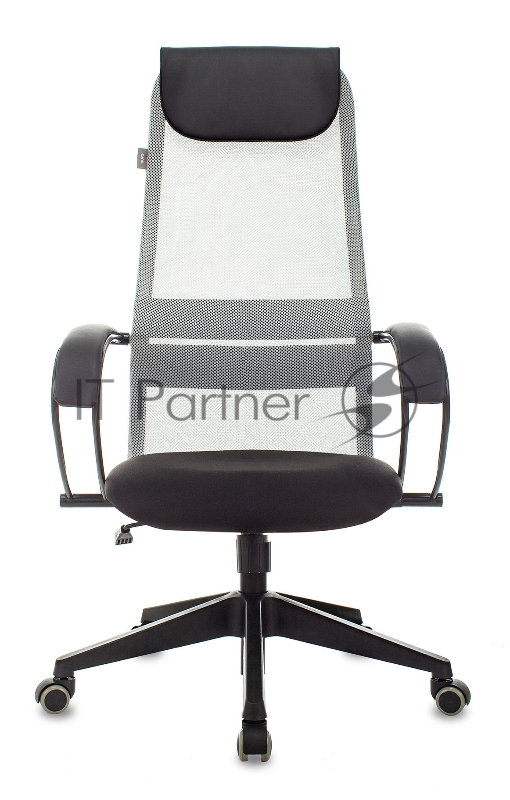 Кресло руководителя Бюрократ CH-607 светло-серый TW-02 сиденье черный сетка/ткань с подголов. крестовина пластик