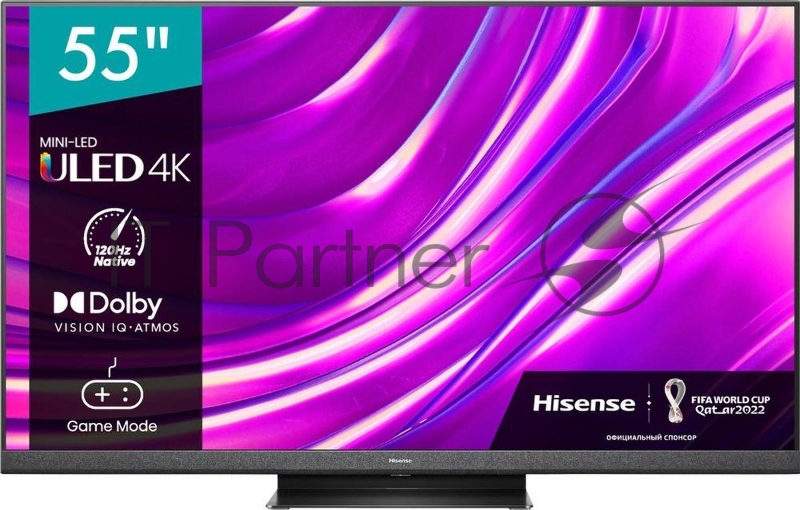 Телевизор QLED Hisense 55 55U8HQ черный Ultra HD 120Hz DVB-T DVB-T2 DVB-C DVB-S DVB-S2 USB WiFi Smart TV (RUS)
