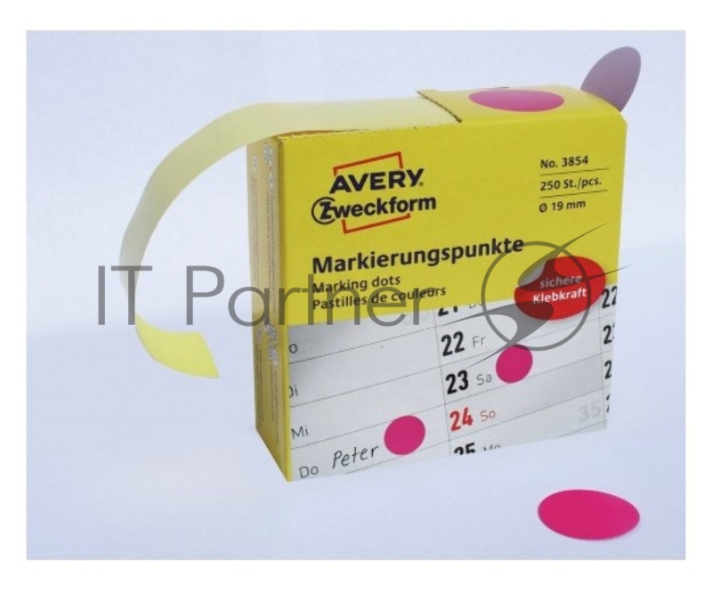 Этикетки Avery Zweckform 3854 250шт на листе диаметр 19мм/70г/м2/красный самоклей. универсальная (упак.:1рул)